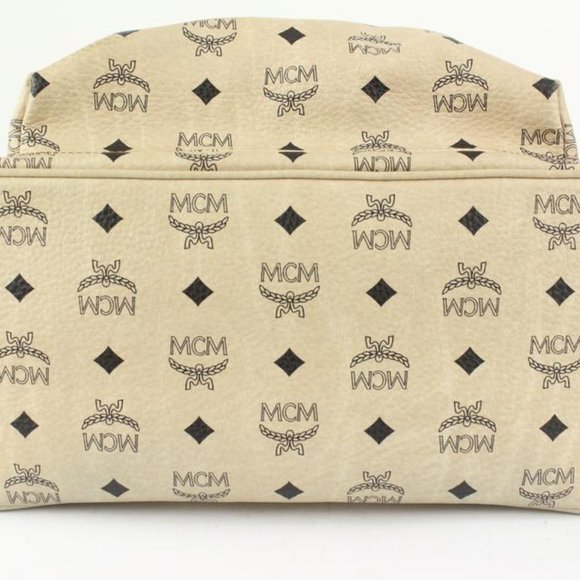 MCM Beige Monogram Visetos Logo Medium Studded Stark Backpack 921mcm73 main image 9